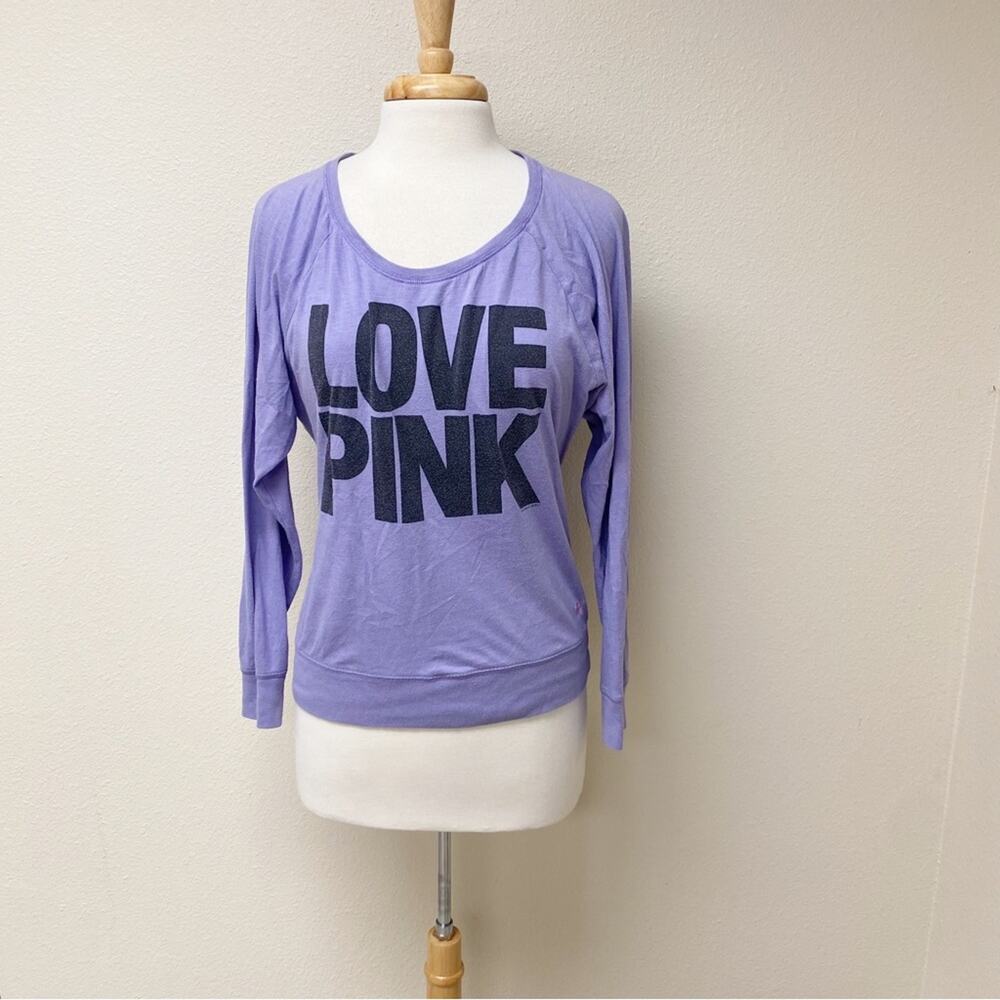 Victoria’s Secret PINK Purple LOVE PINK Logo Long Sleeve Top S